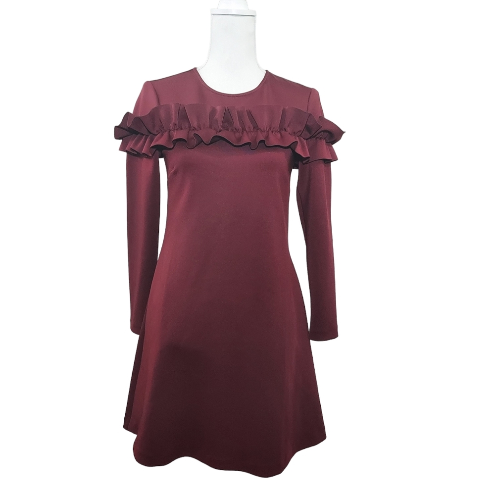 Ted Baker oxblood red Zufara Ruffle-trimmed tunic dress 2